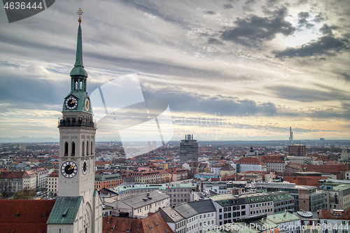 Image of Aerial panoramic view above historical part of Munich, Germany.