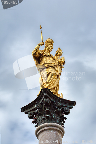 Image of Marian column on the Marienplatz square Munich, Bavaria, Germany