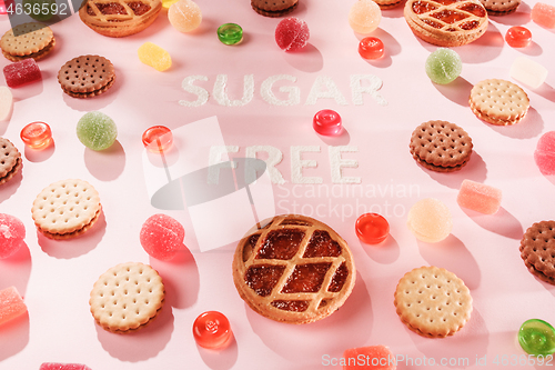 Image of Sugar free cakes. Diet food. Top view. Healthy concept.