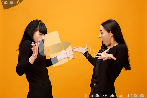 Image of A portrait of a surprised mother and daughter