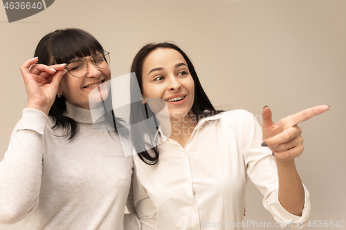 Image of A portrait of a happy mother and daughter