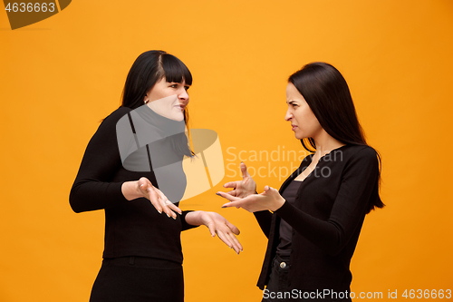 Image of A portrait of a unhappy mother and daughter