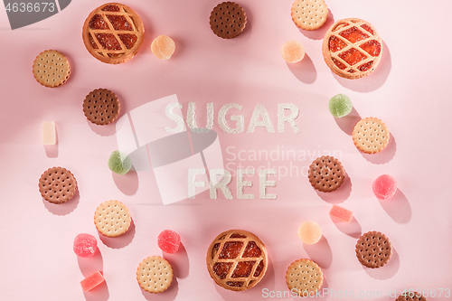 Image of Sugar free cakes. Diet food. Top view. Healthy concept.