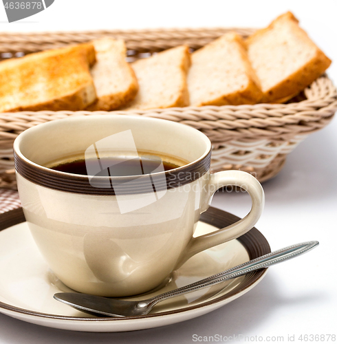 Image of Coffee And Bread Shows Morning Meal And Break 