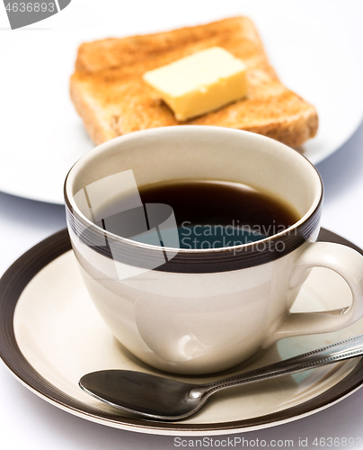 Image of Coffee And Toast Shows Meal Time And Black 