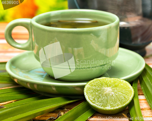 Image of Lime Green Tea Indicates Beverages Fruit And Cafeterias 