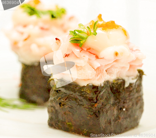 Image of Japanese Sushi Means Asian Food And Delicious 