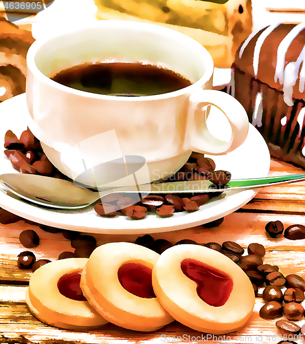 Image of Coffee Cookies Heart Indicates Cracker Delicious And Valentines 
