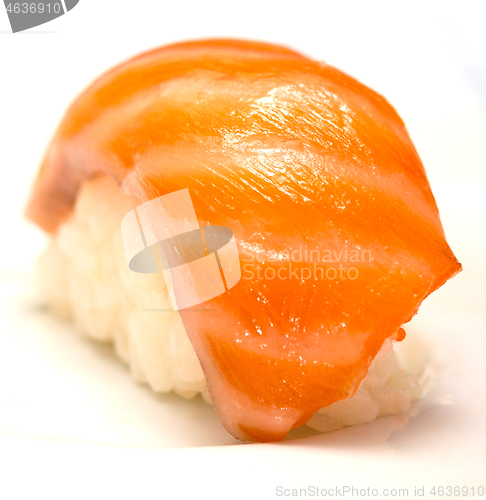 Image of Japanese Salmon Sushi Means Cuisine Asian And Food 