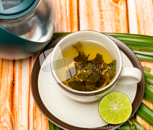 Image of Lime Tea Refreshment Represents Cafeterias Restaurant And Cafes 