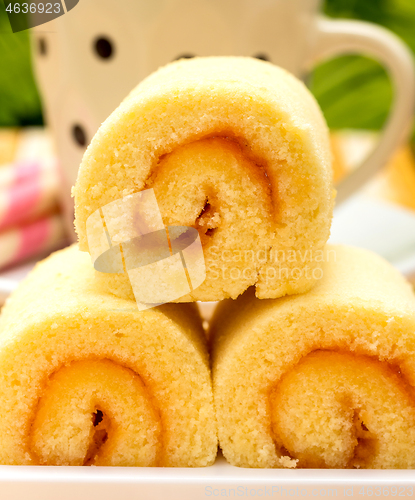 Image of Cake Roll Means Swiss Rolls And Delicious 