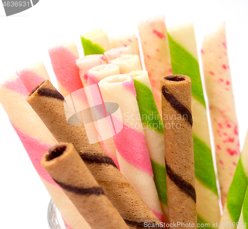 Image of Wafer Biscuits Indicates Multicolored Cookies And Bickies 