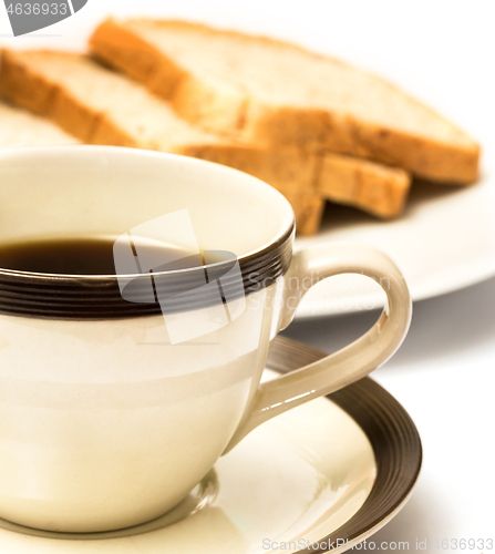 Image of Coffee And Bread Means Meal Time And Beverage 