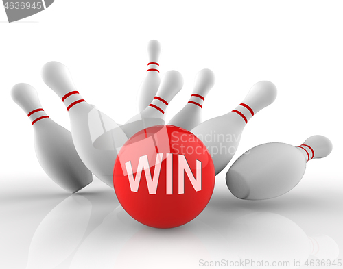 Image of Win Bowling Represents Strike Success 3d Rendering