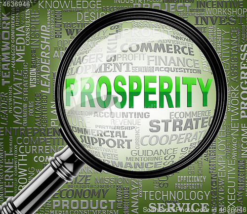 Image of Prosperity Magnifier Indicates Investment Profits 3d Rendering