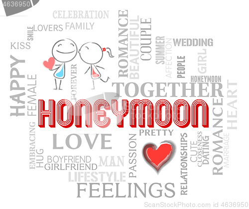 Image of Honeymoon Words Shows Romantic Holiday Or Vacation