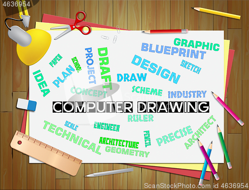 Image of Computer Drawing Shows Sketching Design And Designer