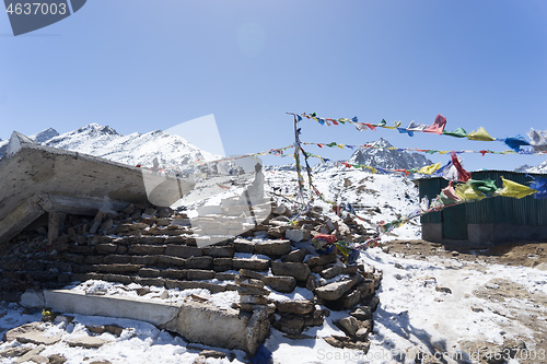 Image of Buddha on mountain summit Nepal