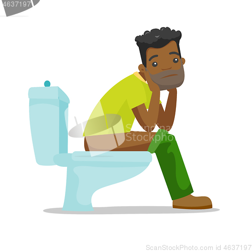 Image of African-american man suffering from constipation.