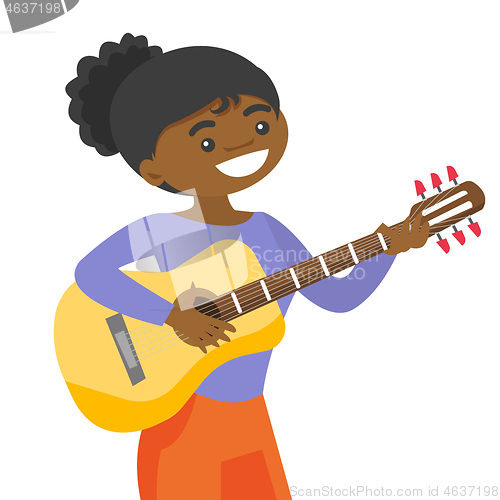 Image of Young african-american artist playing guitar.