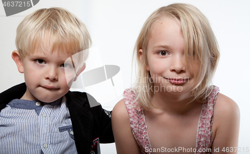 Image of Portrait of a brother and sister in studio