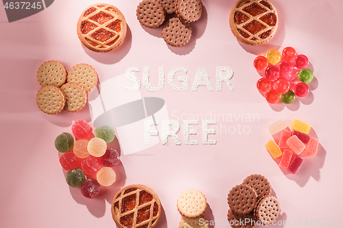 Image of Sugar free cakes. Diet food. Top view. Healthy concept.