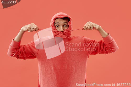 Image of Portrait of the scared man on coral