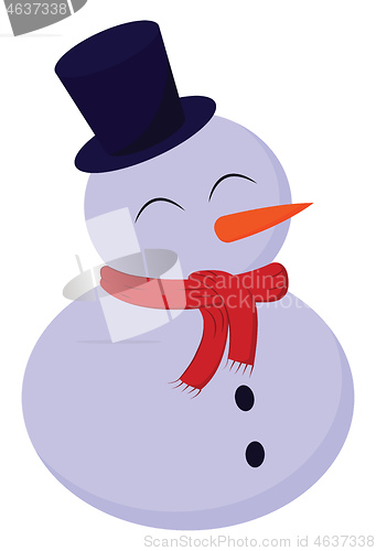 Image of A cute-little snowman in hat and scarf vector or color illustrat