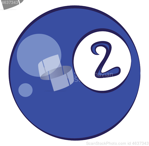 Image of Number 2 billiard ball, vector color illustration.