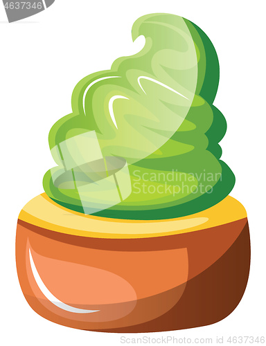 Image of Chocolate cupcake with green whipped creamillustration vector on