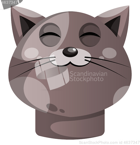 Image of Cartoon grey cat vector illustartion on white backgorund