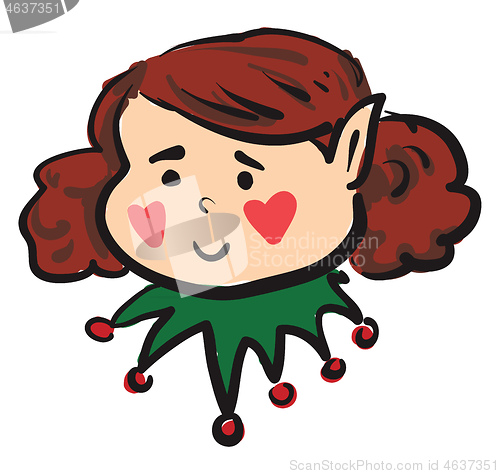 Image of A female elf with green colorful dress vector or color illustrat