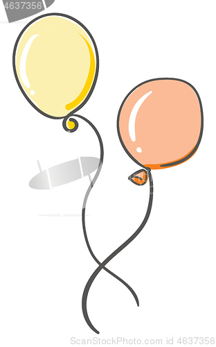 Image of Painting of yellow and orange colorful floating balloons vector 