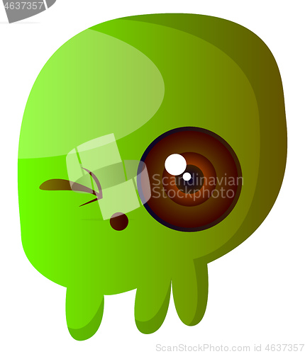 Image of Green cartoon skull vector illustartion on white background