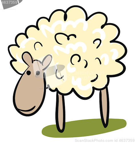 Image of Cartoon of a cute little orange-colored ram animal vector or col