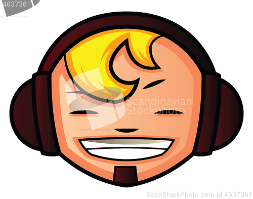 Image of Young boy with headphones illustration vector on white backgroun