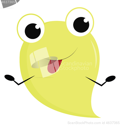 Image of Yellow ghost monster with tongue print vector on white backgroun