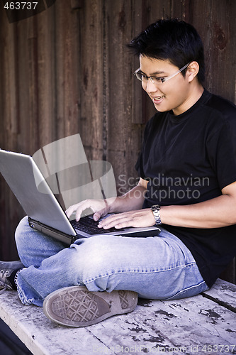 Image of Asian college student with laptop