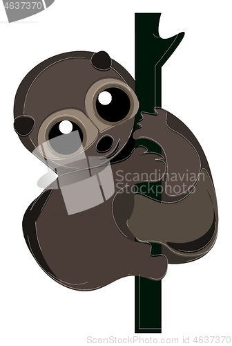 Image of Cartoon smiling brown loris primate vector or color illustration