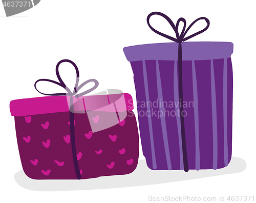 Image of Two different sized rectangular boxes wrapped in colorful decora