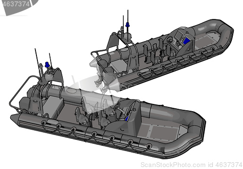 Image of 3D vector illustration on white background  of two military infl