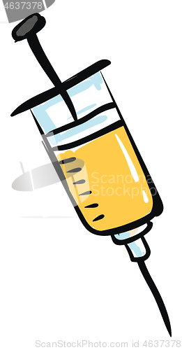 Image of Simple cartoon of a medical syringe vector illustration on white