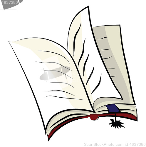 Image of An open book with a blue page marker vector color drawing or ill