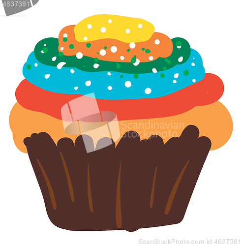 Image of Multi-colored cartoon cup cake/Multi-colored cartoon muffins vec