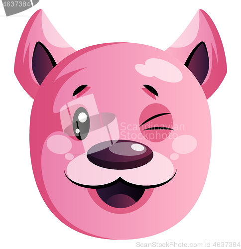 Image of Happy pink cartoon puppy vectoe illustartion on white background