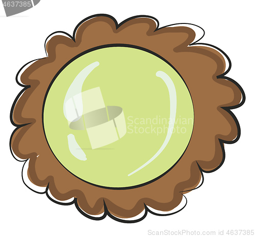 Image of Brown and yellow flower cookie vector illustration on white back