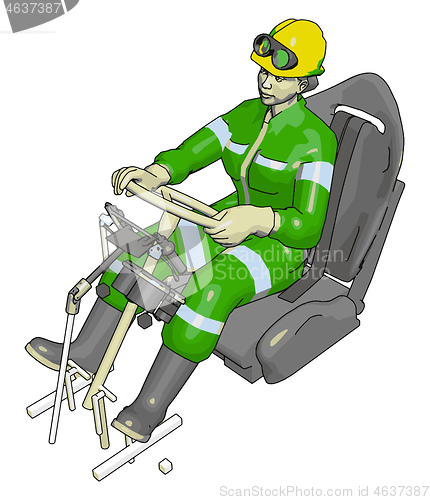 Image of Car test dummy in green jump suit vector illustration on white b