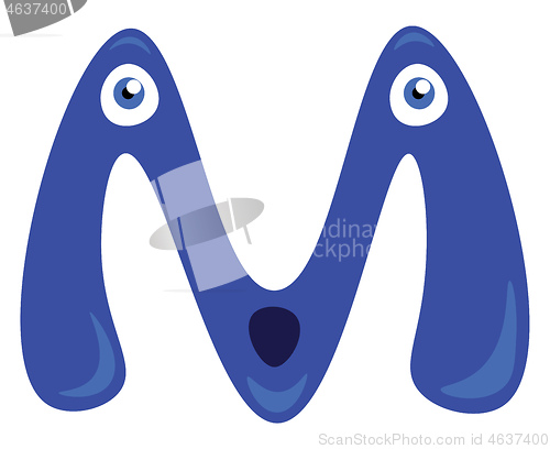 Image of Alphabet M with happy face vector or color illustration