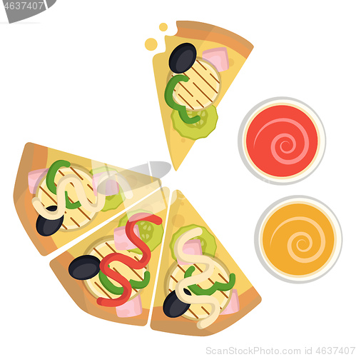 Image of Vegetarian pizza with dipsPrint