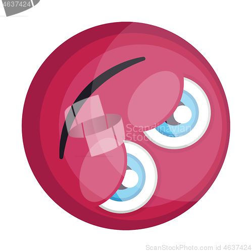 Image of Happy deep pink emoji face leaned on the side vector illustratio